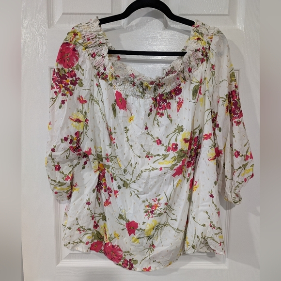 Lane Bryant White 3/4-Sleeve Off-The-Shoulder Top in Size 22/24 (3X) - Picture 2 of 10